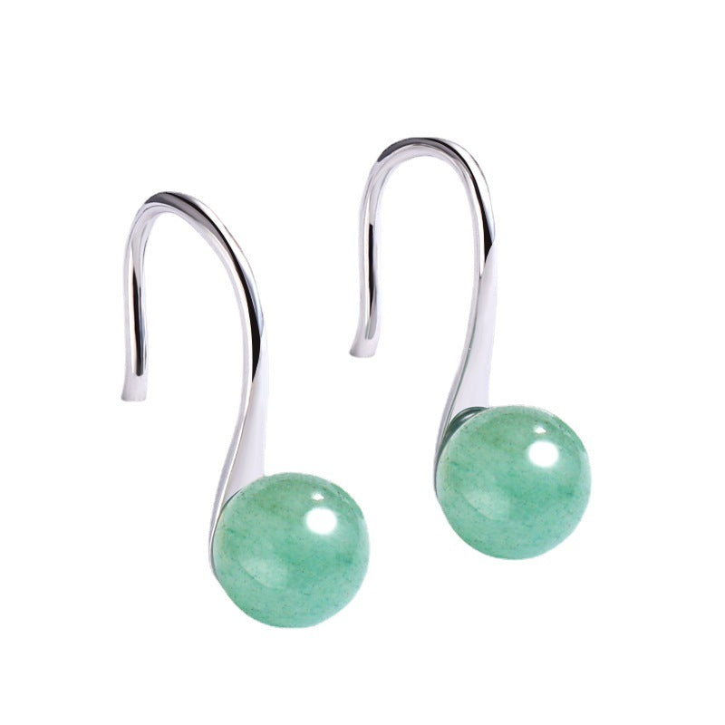 Wholesale  S925 Silver Green Chalcedony Earrings