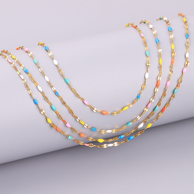 Wholesale Titanium Steel  lips oil dripping multicolored necklace
