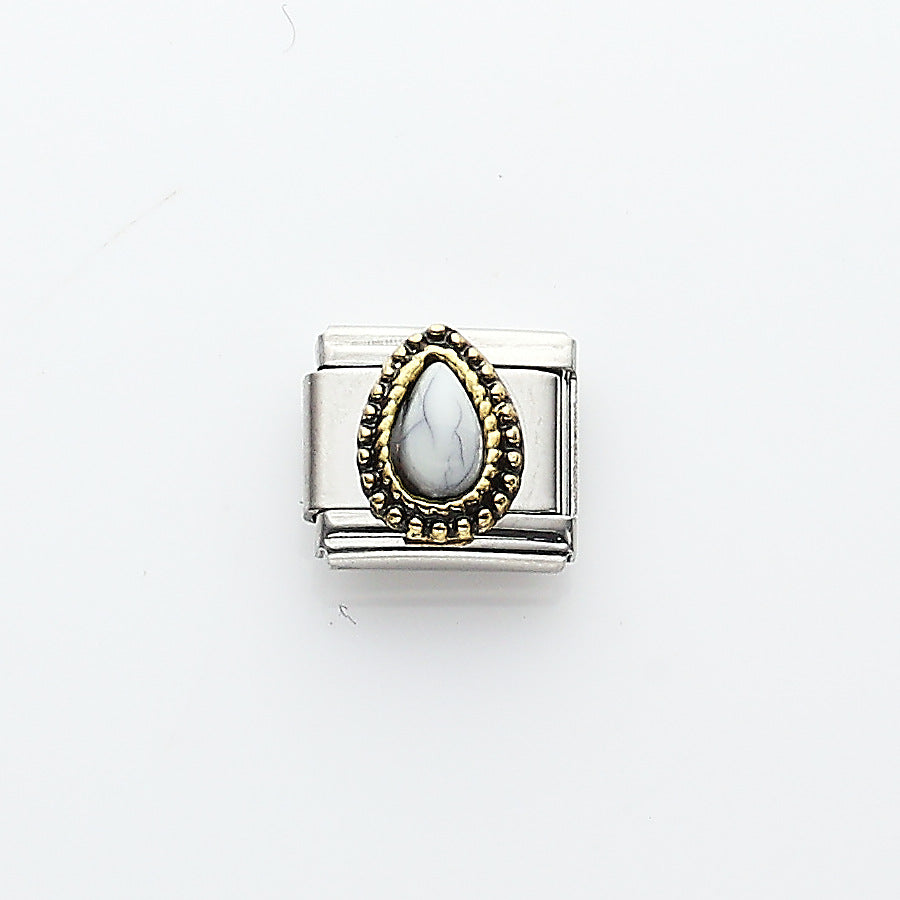 Wholesale 10pcs Italian Charm Bracelet 9mm DIY Splicing Geometric Color Turquoise Stainless Steel Composable Bracelet