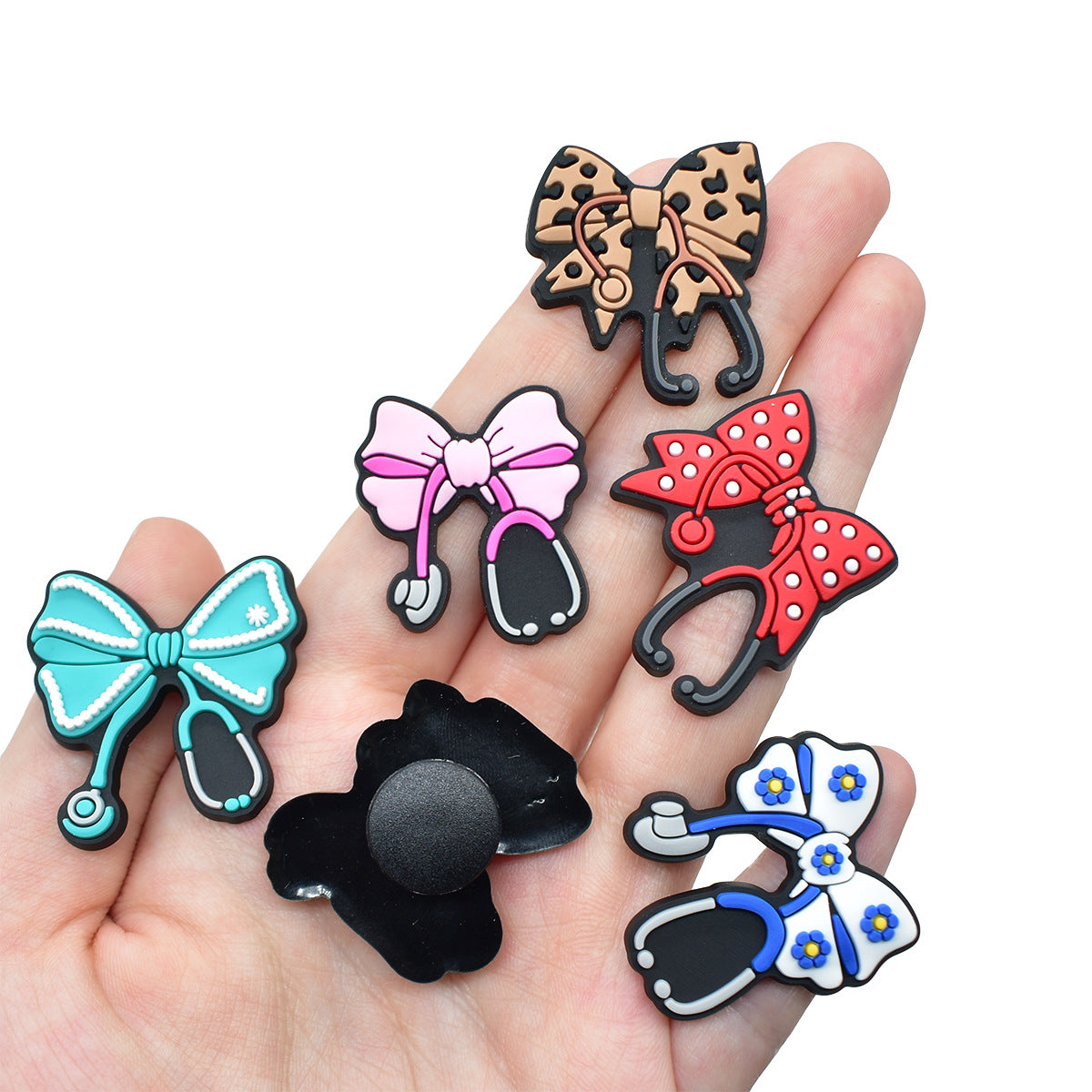 Wholesale  Random 100PCS cARtoon bows PVC Soft Rubber Shoe Buckle Decoration