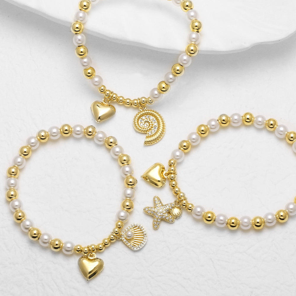 Wholesale Copper Heart Starfish Bracelet