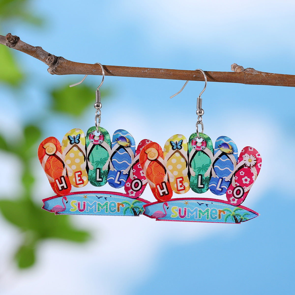 Wholesale Holiday style colorful sun watermelon juice acrylic letter earrings