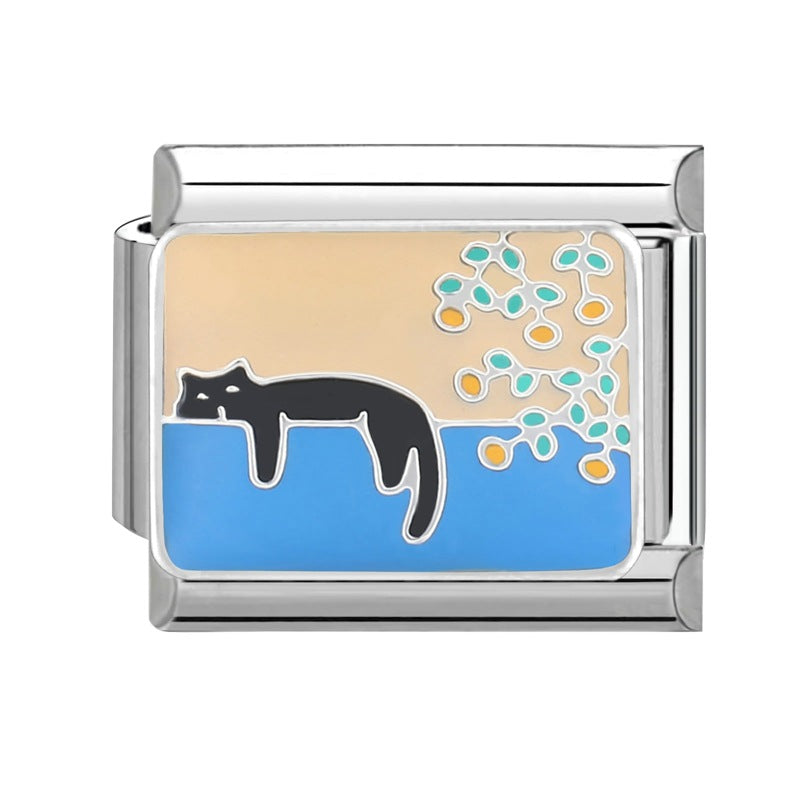 Wholesale Italian Charm Bracelet 9mm DIY Splicing Removable Titanium Steel Blue Series Composable Bracelet