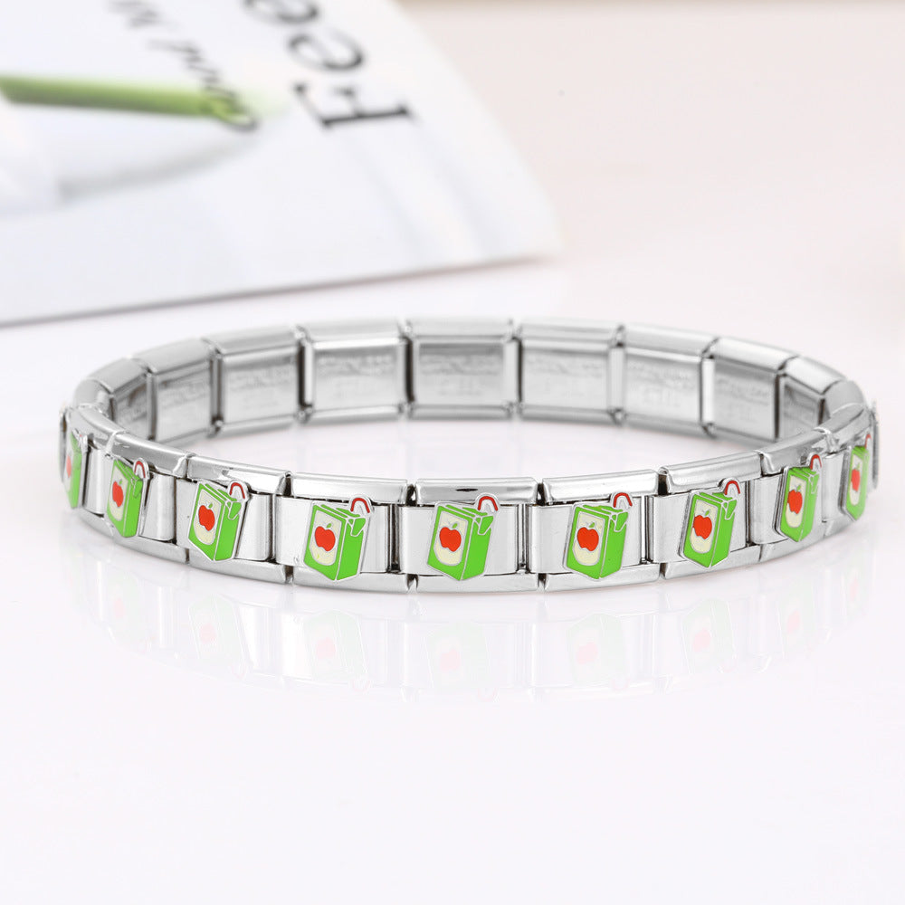 Wholesale 10pcs Italian Charm Bracelet 9mm DIY Splicing Removable Milk Tea Juice Stainless Steel Composable Bracelet