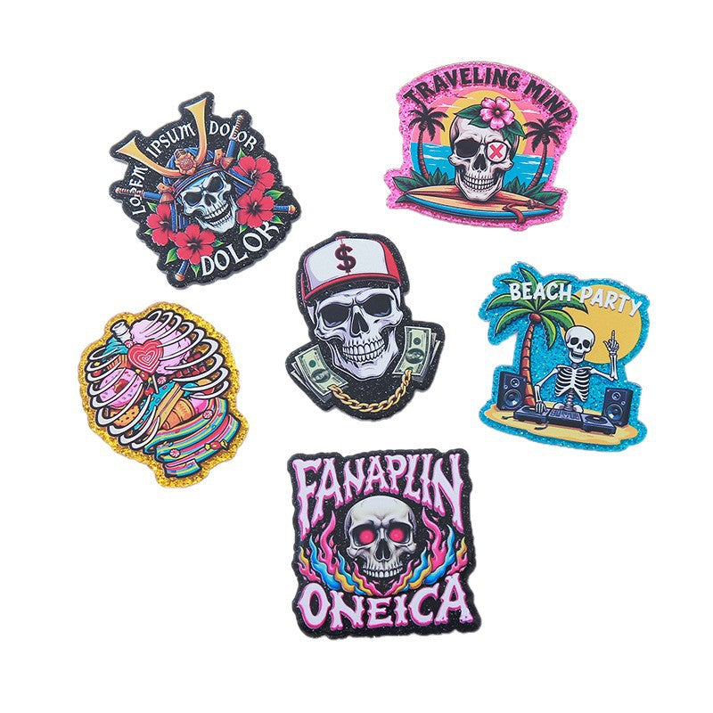 Wholesale 10pcs DIY Flatback Cartoon Acrylic Flatback Badge Reels Retractable Keychain DIY Accessories