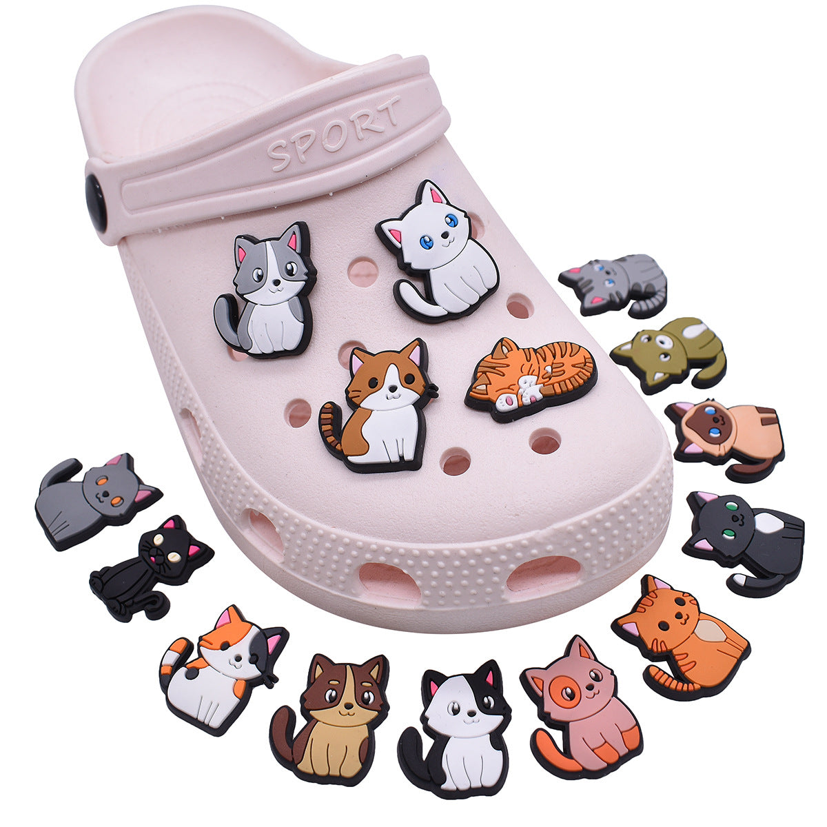 Wholesale  Random 100pcs  Cat  PVC Soft Rubber Shoe Buckle Decoration