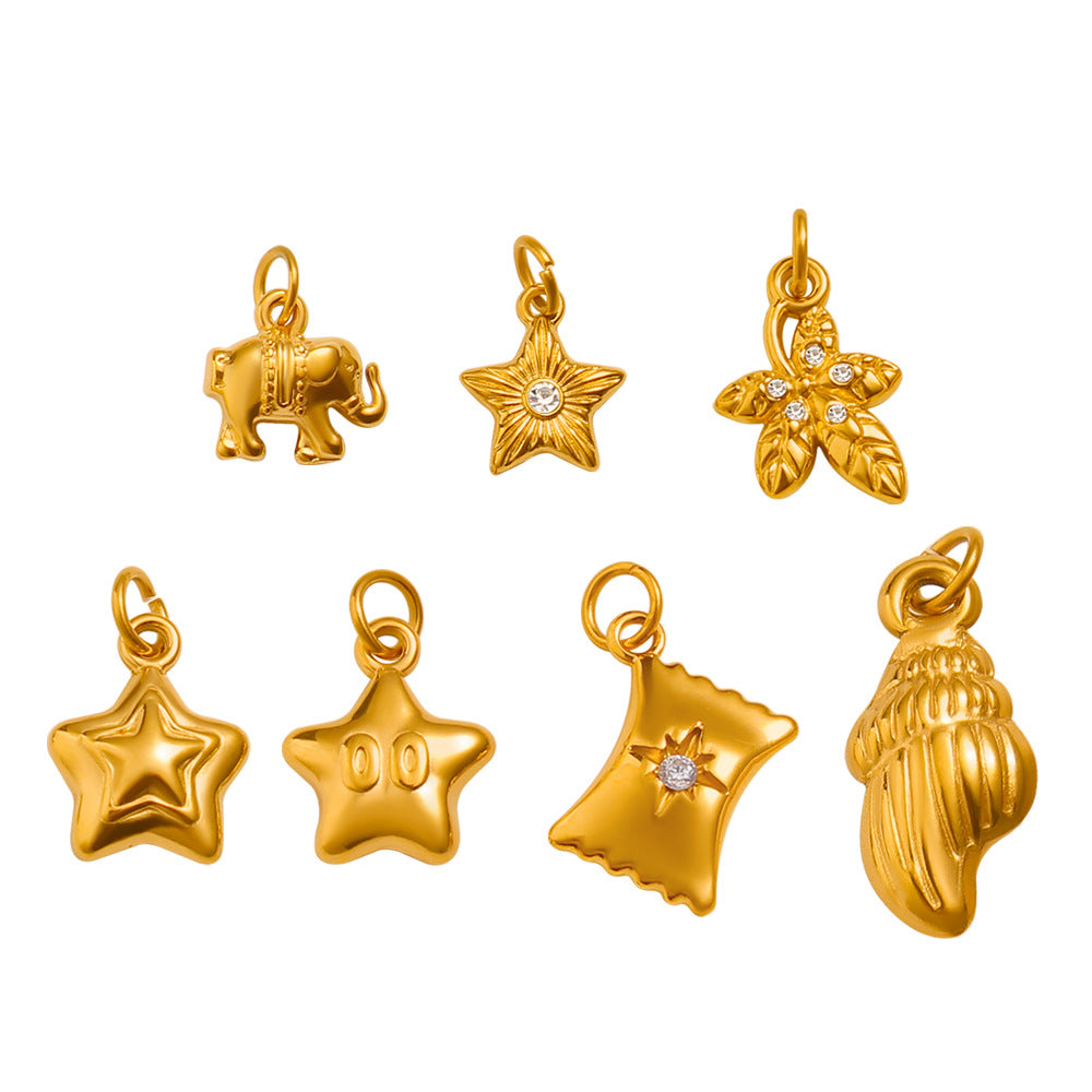 Wholesale Geometric Elephant Zircon Pendant Titanium Steel Gold Plated DIY Jewelry Accessory Fashion Charm For Party Gift And Boutique Resale