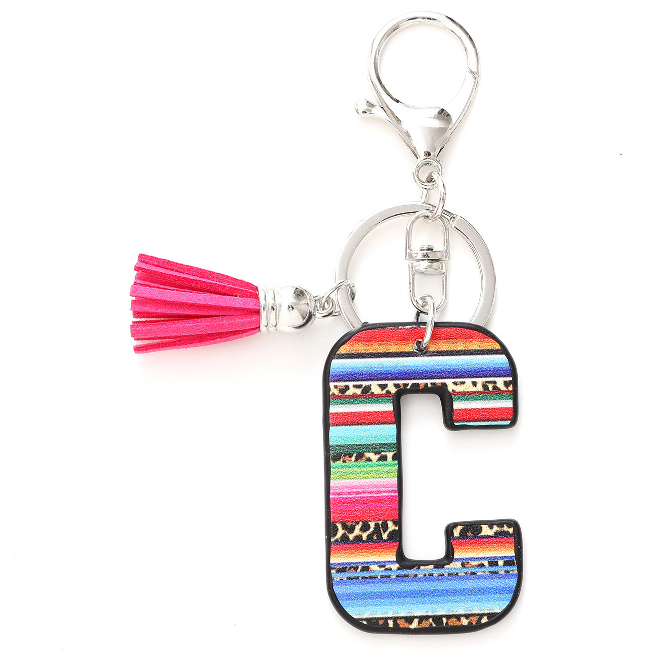 Wholesale Western Style Aztec Leopard Leather Letter Tassel Keychain ACC-KC-YTian009
