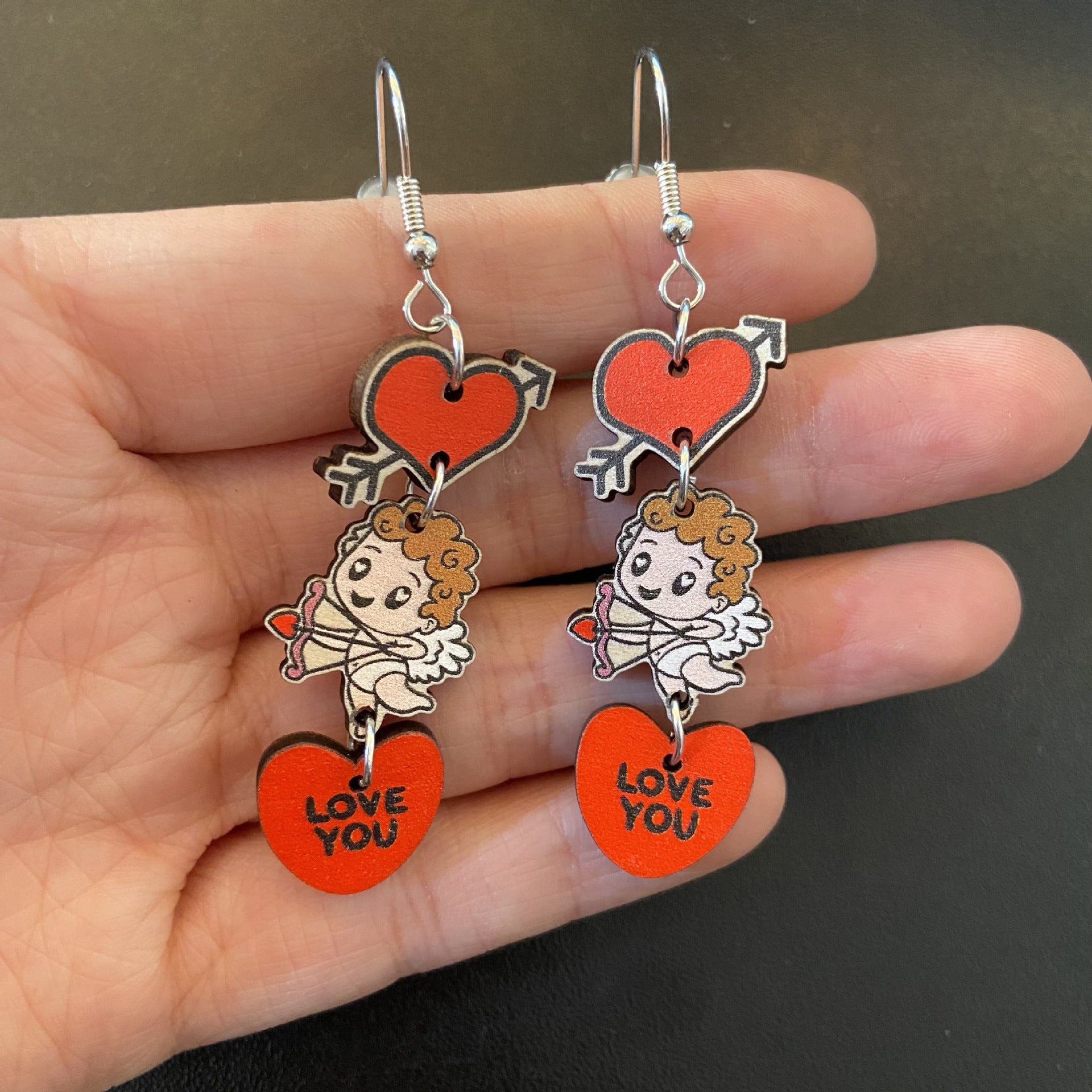 Wholesale Valentine's Day Pink Heart Cake Chocolate Earrings ACC-ES-XueP036