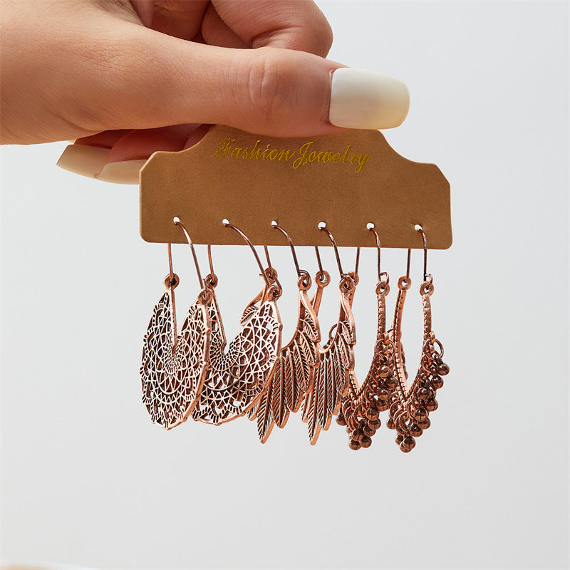 Wholesale Bohemian ethnic style  earrings  all-match long tassel retro combination earrings