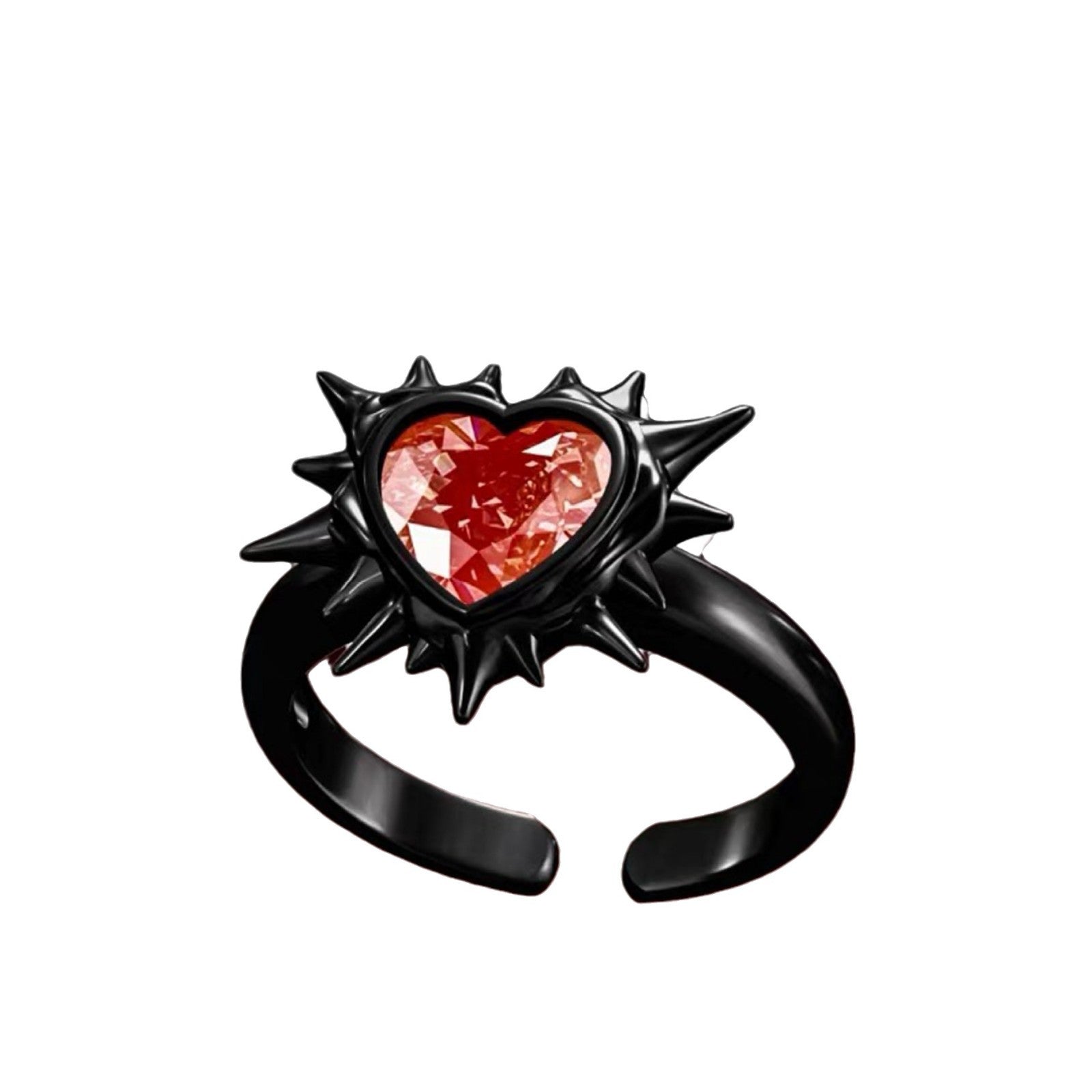 Wholesale barbed love diamond dark lava ring couple punk vintage open ring holiday gift