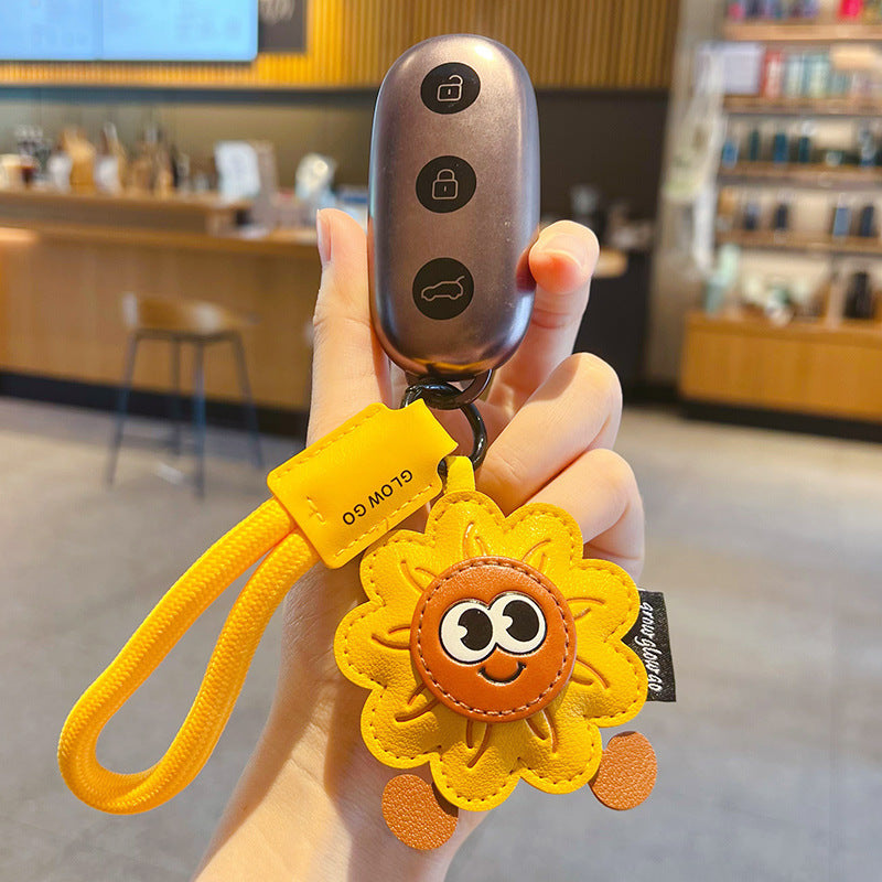 Wholesale Leather Sunflower Bee Keychain Keyring For Car Keys And Bag Fashion Gift Accessory