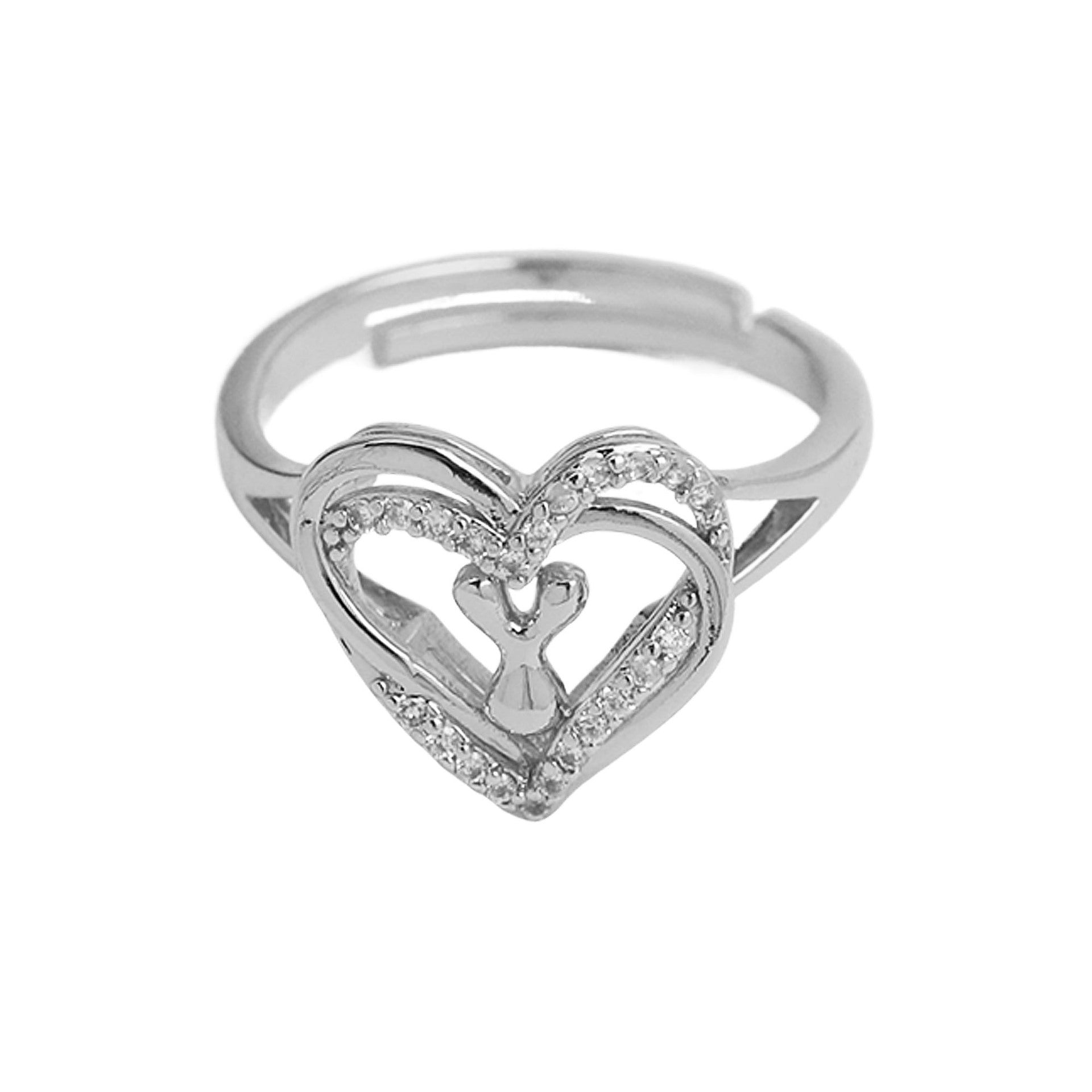 Wholesale silver love heart-shaped 26 English letters open heart women's ring