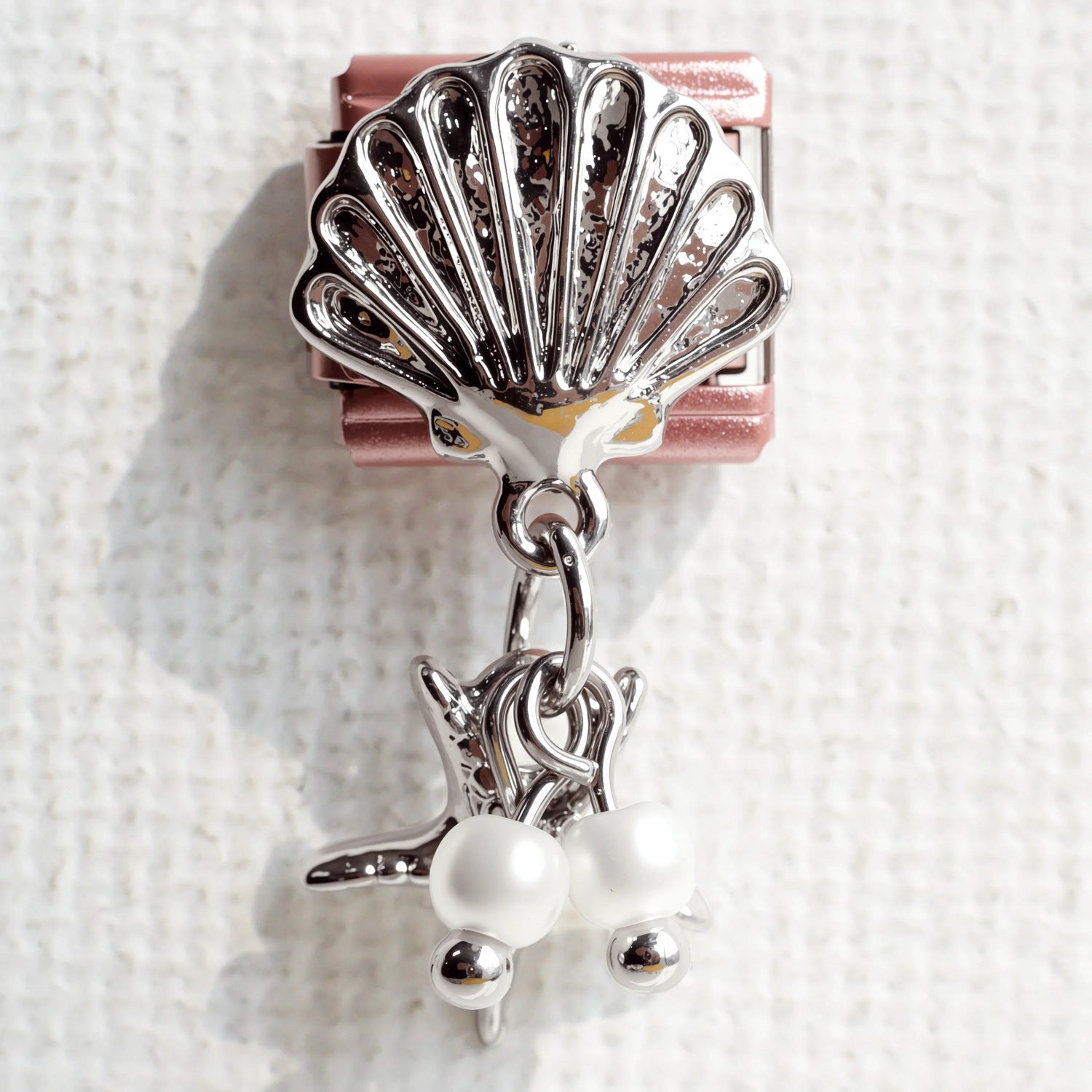 Wholesale 5PCS Stainless Steel Italian Charm Bracelet with Pink Butterfly Design Everyday Fashion Accessory