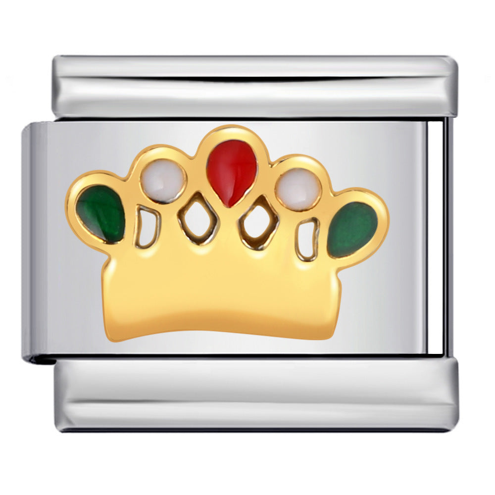 Wholesale ItalianModular  Rainbow Heart  Stainless Steel DIY Bracelet