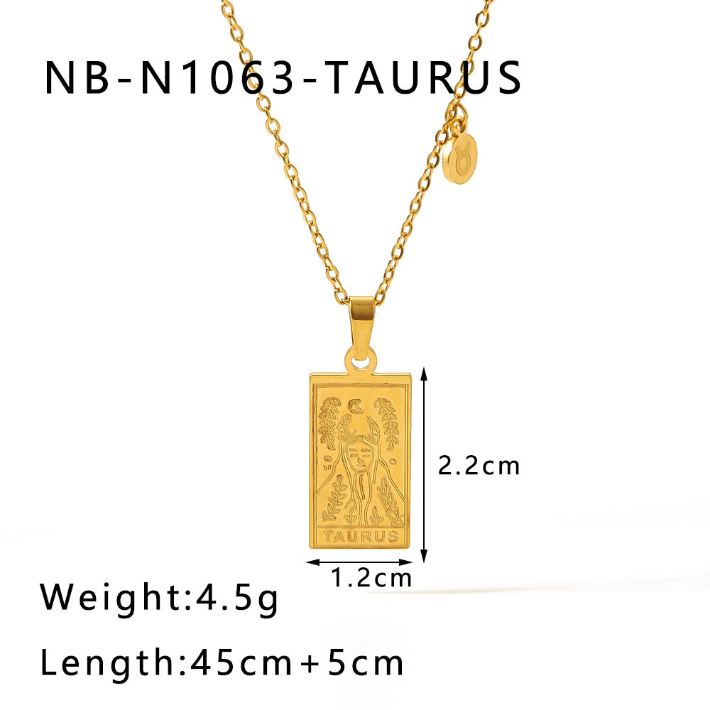 Wholesale Stainless Steel Zodiac Sign 18k Gold Plated Titanium Steel Clavicle Chain Choker Necklace ACC-NE-Xiny002