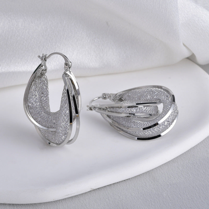 Wholesale  Light Luxury High-end Super Flash Crystal Ear Buckle Earrings