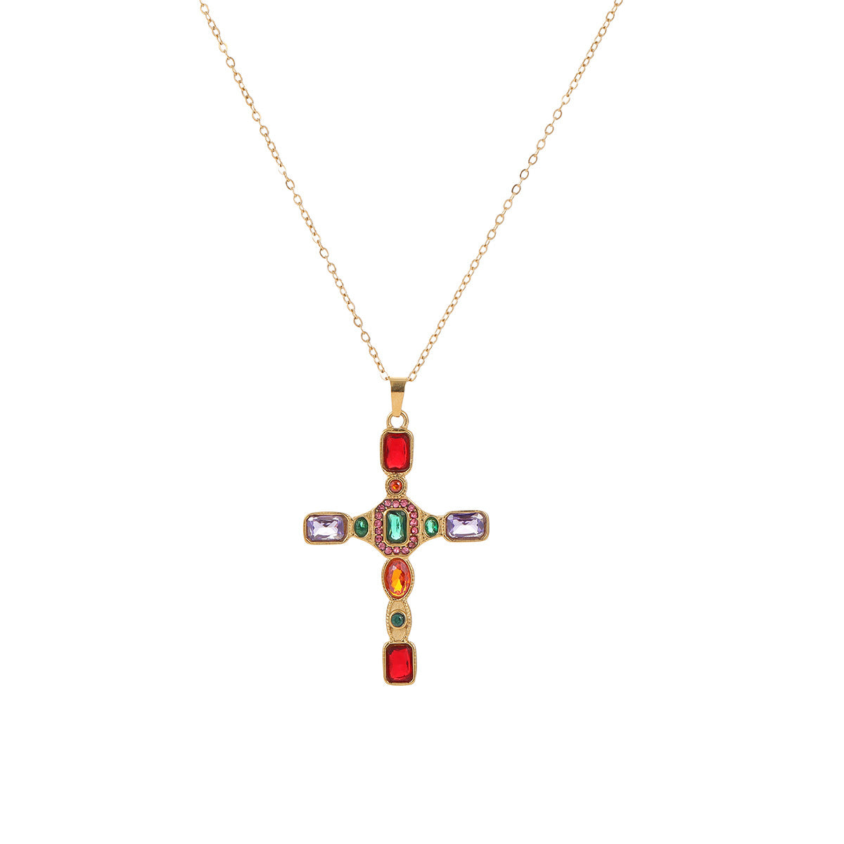 Wholesale  Retro Style Cross Stainless Steel Necklace
