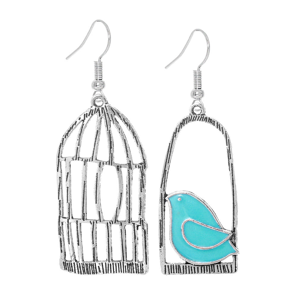 Wholesale Bohemian Retro Asymmetrical Bird Earrings - Trendy Party Wear Fashion Accessory Gift
