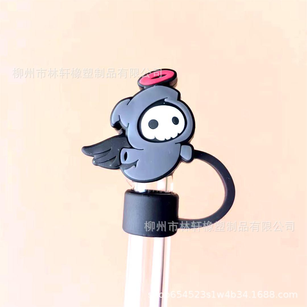 Wholesale  10mm Halloween Creative Cartoon Sports PVC Soft Straw Tube Cap