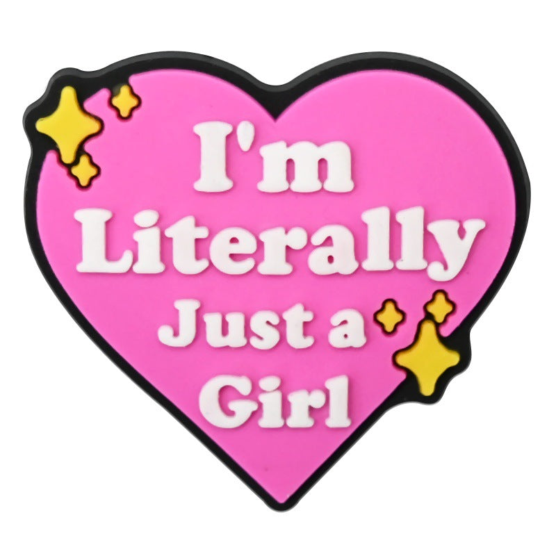 Wholesale Random 100pcs Creative and personalized phrase series   PVC Soft Rubber Shoe Buckle Decoration