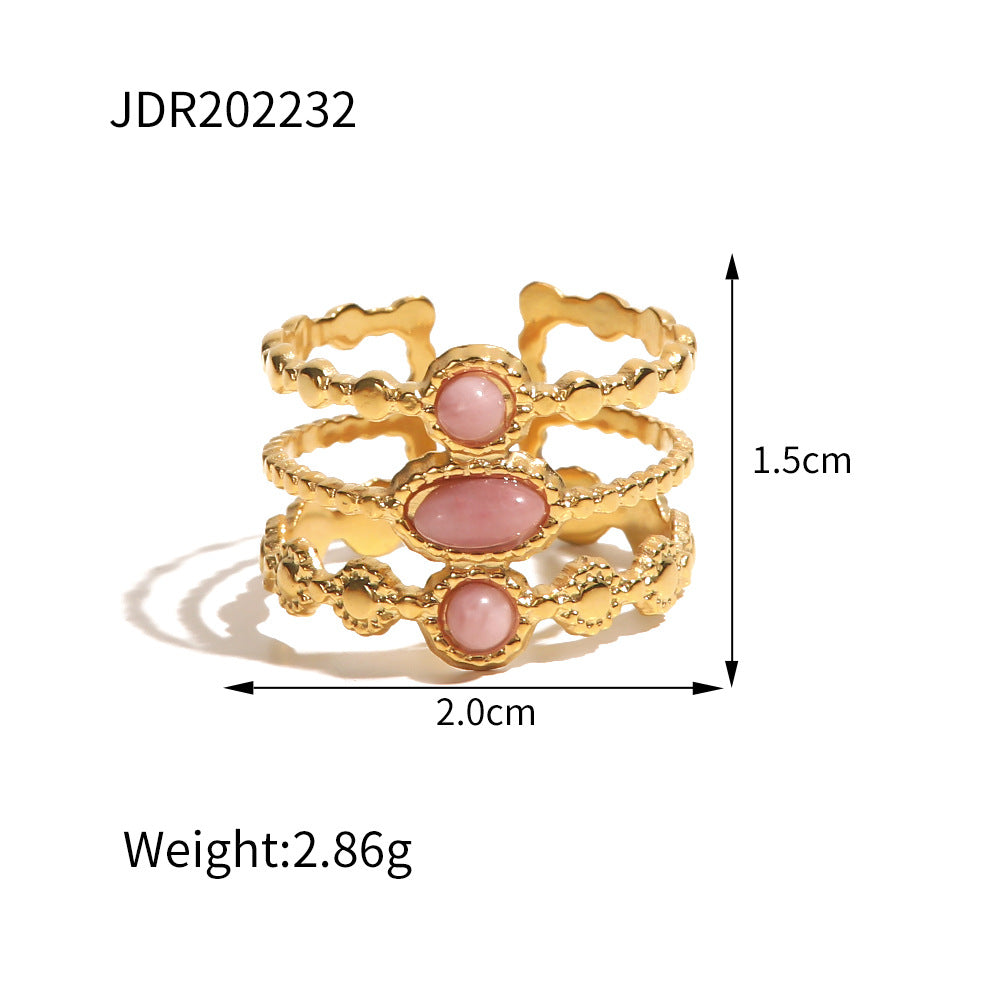 Wholesale Vintage Stainless Steel Ring 18k Gold Plated Ring Inlaid with Malachite ACC-RS-Jied004