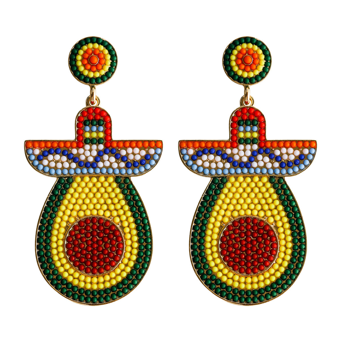 Wholesale Mexican Festival Colored Rice Ball Cactus Avocado Chili Earrings ACC-ES-JiaQi003