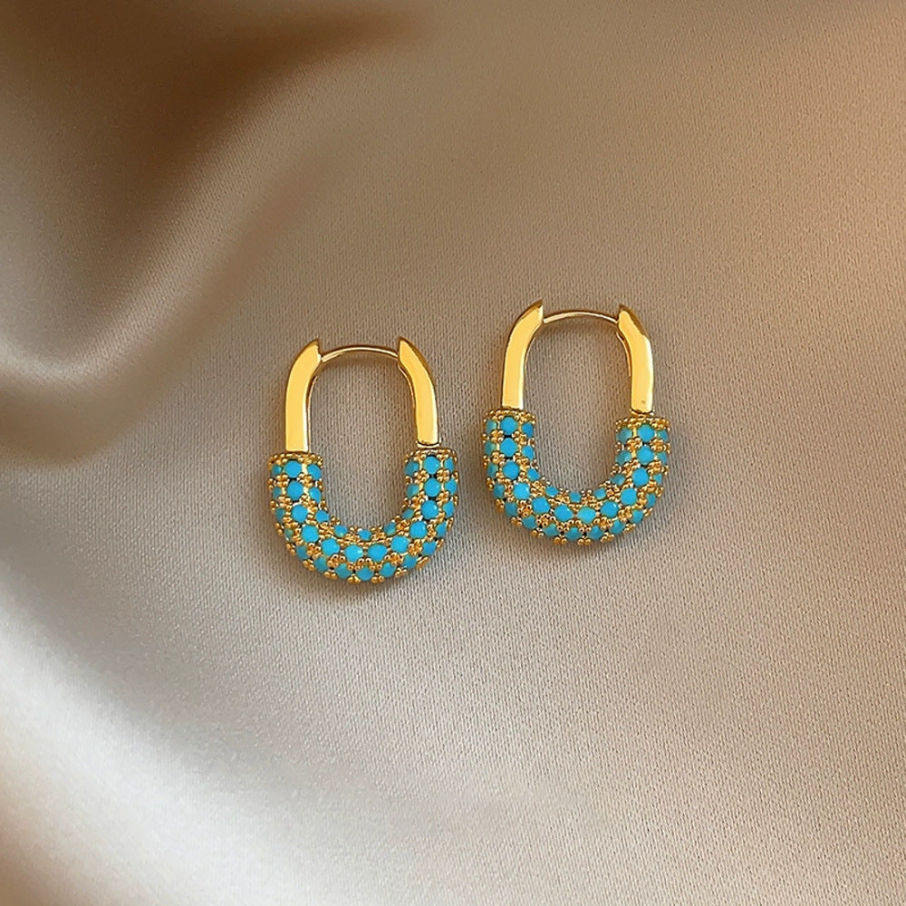 Wholesale Elegant  Sophisticated Four-Leaf Clover Turquoise Stud Earrings