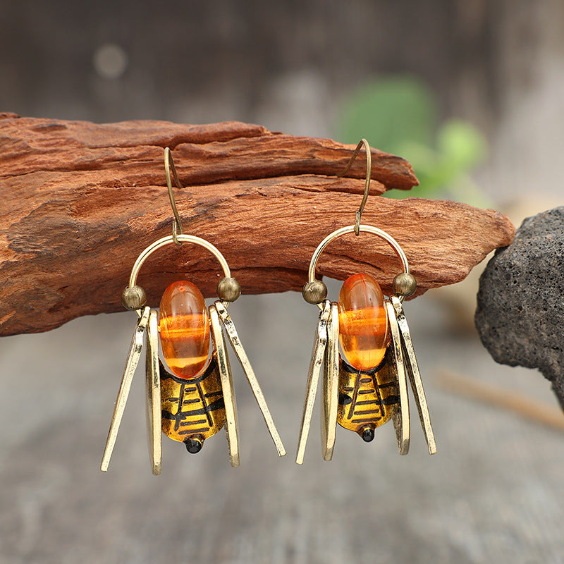 Wholesale Retro Bee Drop Earrings Alloy Animal Jewelry Party Gift Fashion Accessory