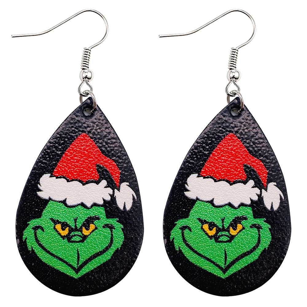 Wholesale Christmas Green Frog Leather Earrings ACC-ES-ChenY038