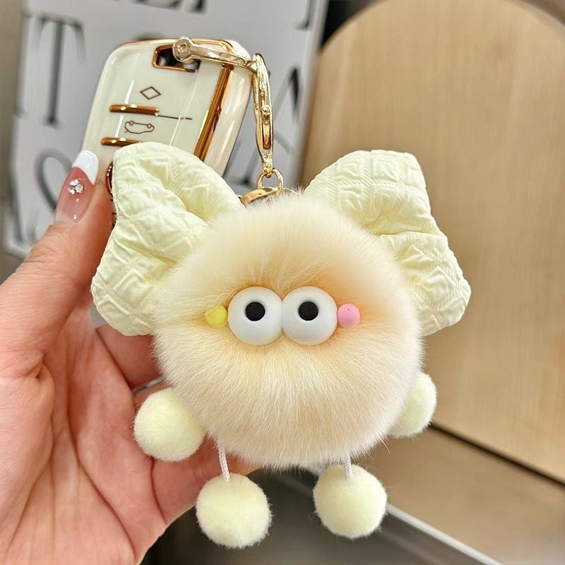 Wholesale rex rabbit fur bowknot fur ball keychain