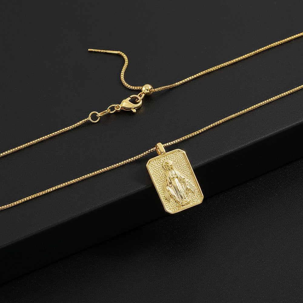 Wholesale Religious Cross Square Pendant Necklace Trendy Fashion Accessory for Party Gift Boutique Resale