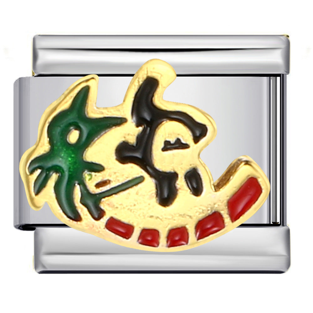 Wholesale Italian Charm Bracelet 9mm DIY Splicing Removable Oil Drop Animal Stainless Steel Composable Bracelet