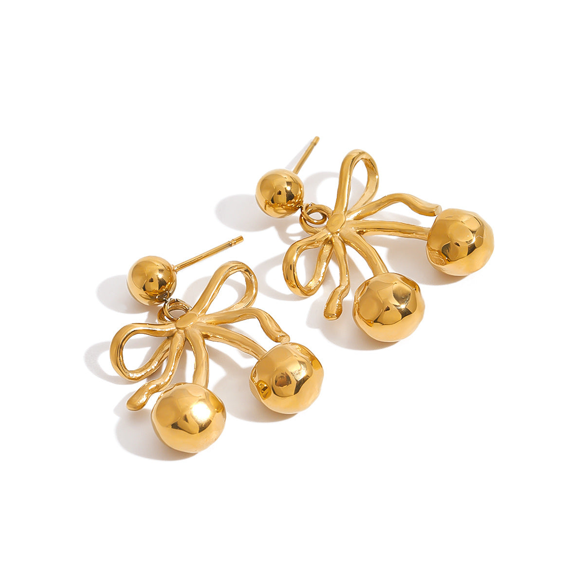 Wholesale  Bow Cherry  Stainless Steel Earrings Light Luxury  Earrings
