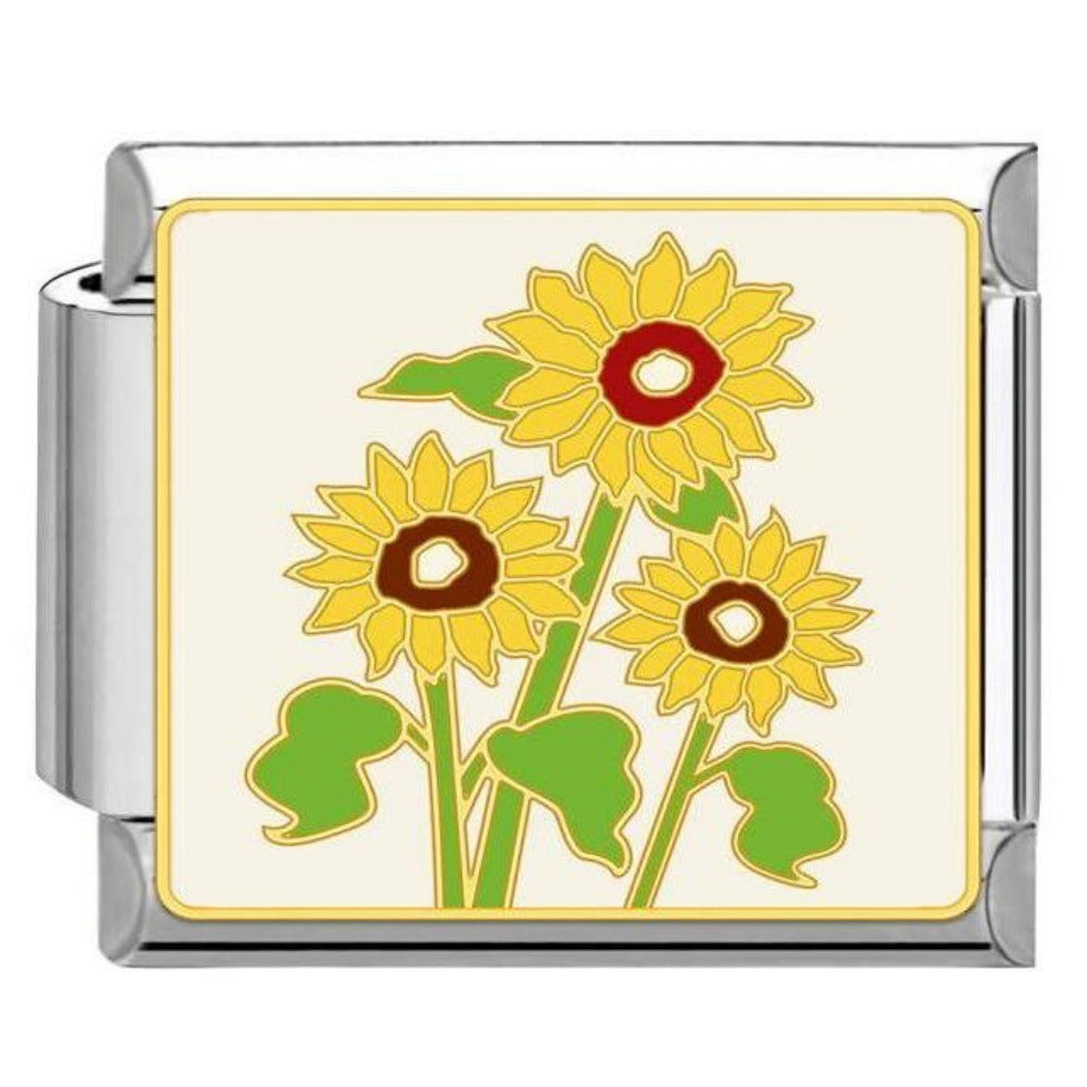 Wholesale Titanium Steel Enamel Flower Pattern Italian Charm Bracelet,  DIY Bracelet for Jewelry Making,  Fashion Accessory