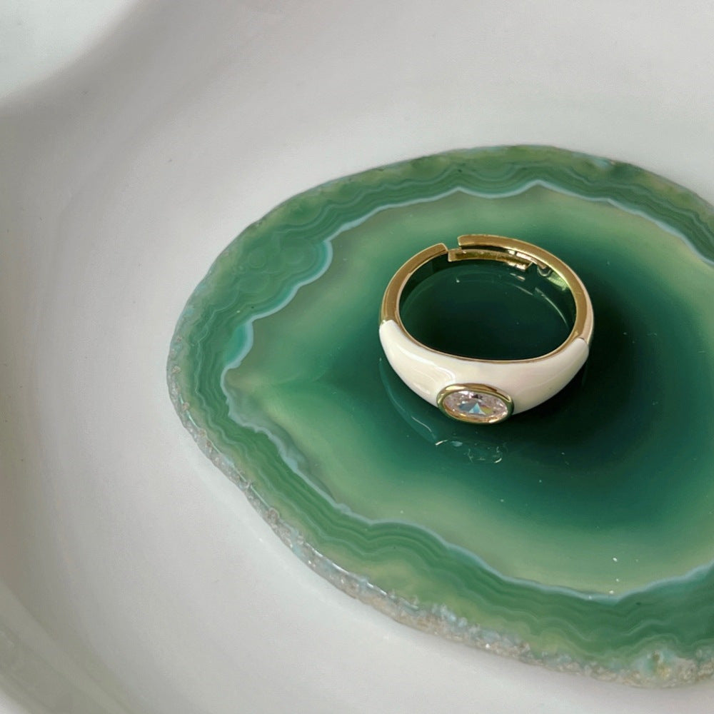 Wholesale Enamel Drip Butterfly Ring Mother-of-pearl Diamond Open Ring ACC-RS-Yues001