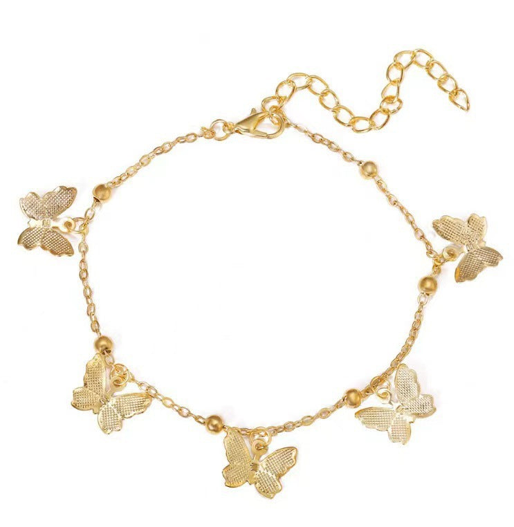 Wholesale Gold Electroplated Alloy Butterfly Pendant Bracelet Hollow Design Fashion Accessory for Everyday Wear Gift
