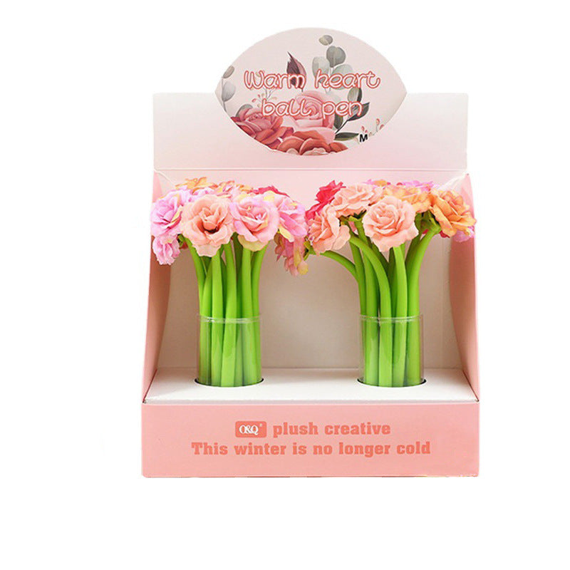 Wholesale Creative Flower Neutral Pens Soft Silicone Shaking Pen