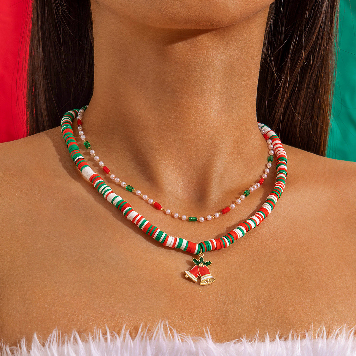 Wholesale  Christmas Glass Beads Beaded  Necklace