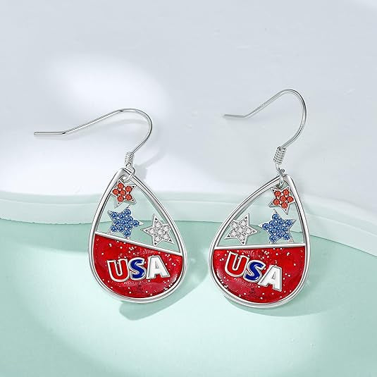 Wholesale Independence Day Star Letter Pendant  Earrings