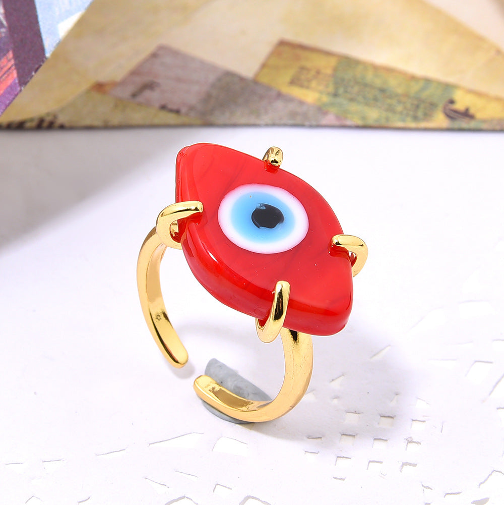Wholesale Bohemian copper inlaid glass eye ring