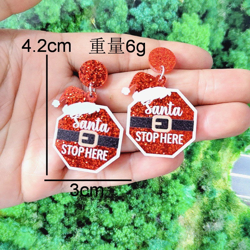 Wholesale Christmas Acrylic Earrings Snowman Bell Tree Hat Cartoon Holiday Jewelry Party Wear Gift