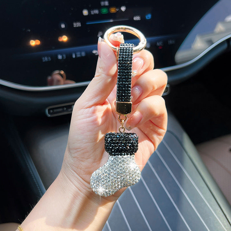 Wholesale rhinestone-encrusted sock keychain