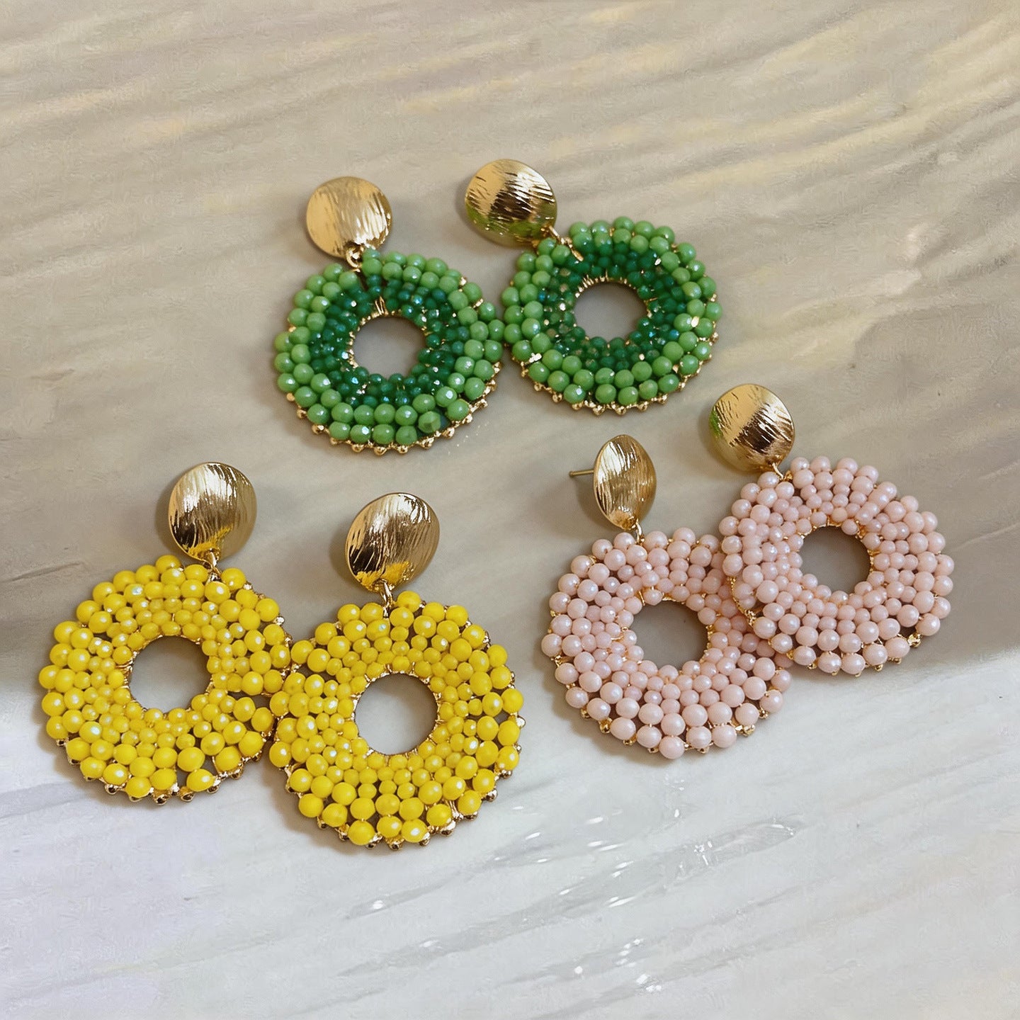 Wholesale Round Crystal Stud Earrings Silver Plating Sweet Style Party Wear Jewelry Accessory Gift Boutique Resale