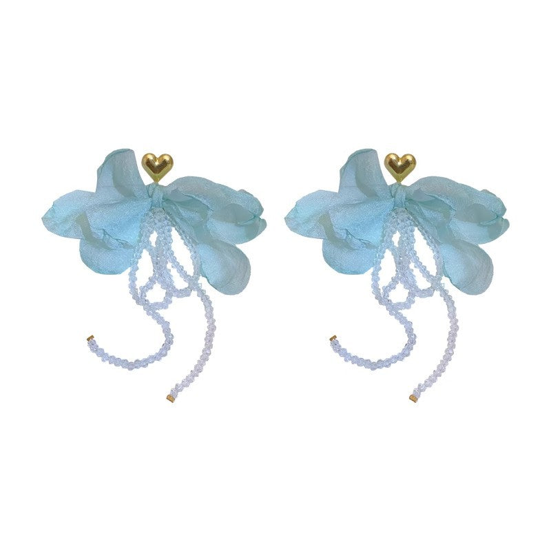 Wholesale Blue Petal Flower Earrings