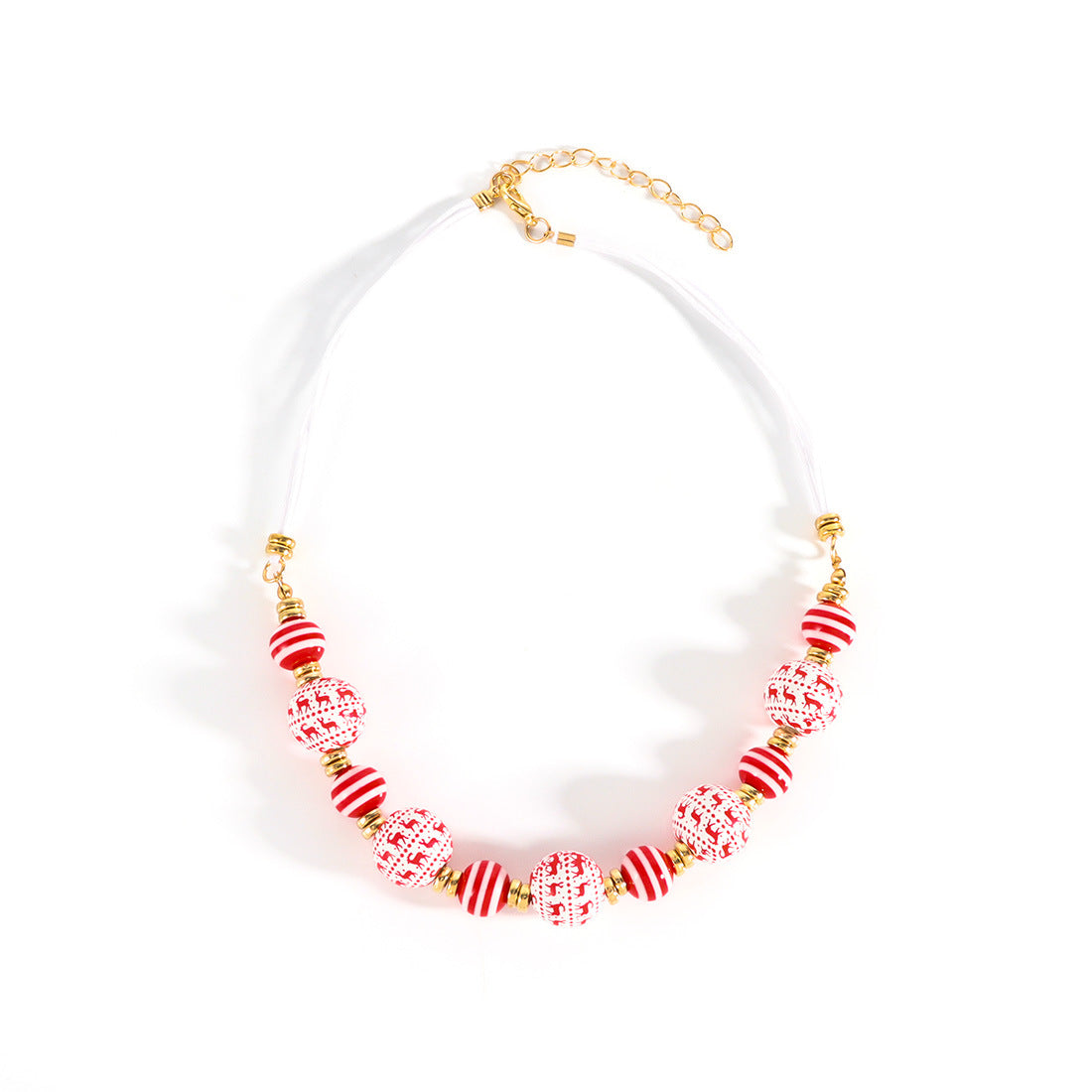 Wholesale Christmas Necklace  Chain Red Green White Beaded Necklaces