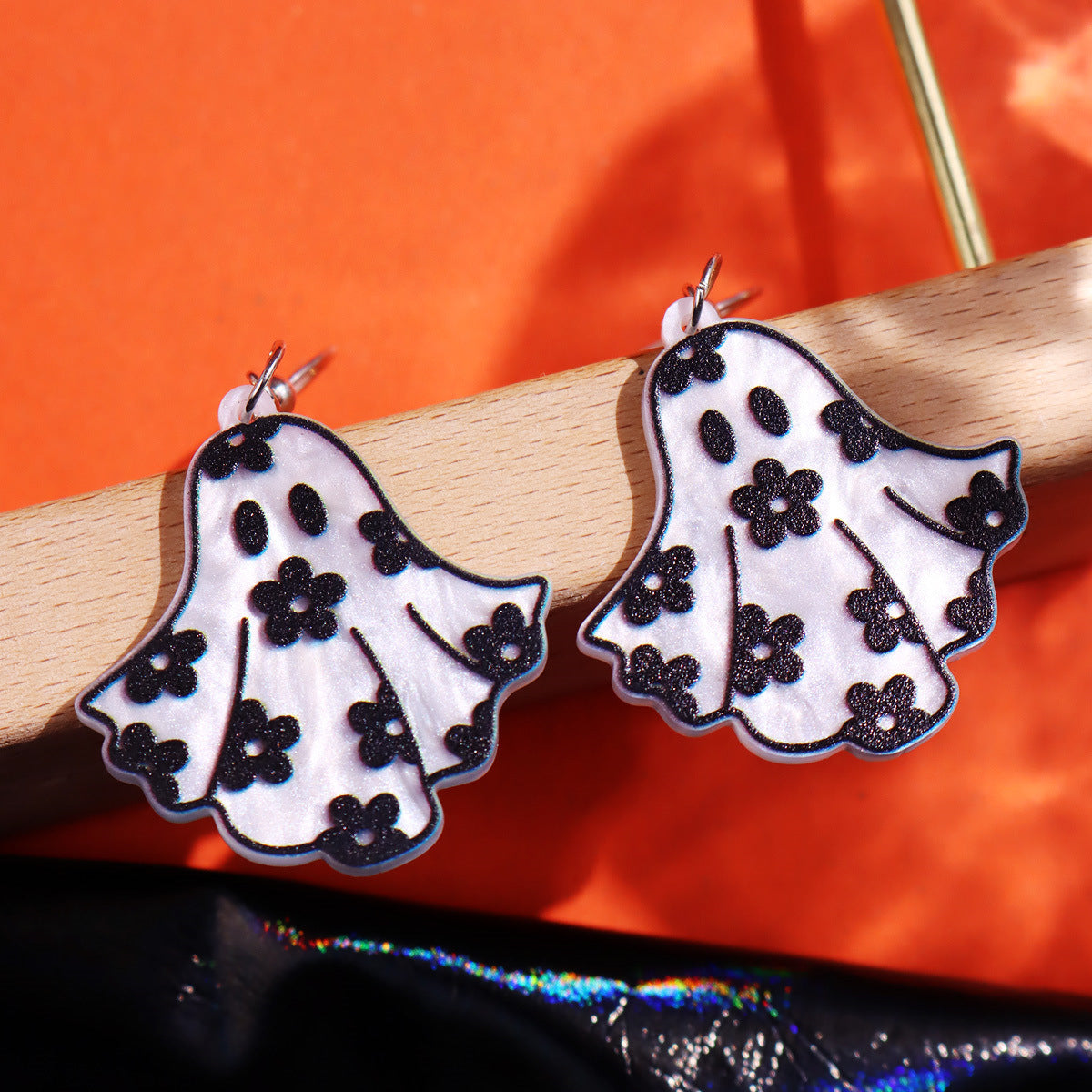 Wholesale Halloween Earrings Ghost Pumpkin Bat Spider Web Double-sided Acrylic Earrings