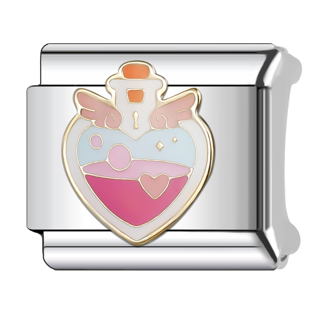 Wholesale Italian Charm Bracelet 9mm DIY Splicing Princess Couple Series Stainless Steel Composable Bracelet