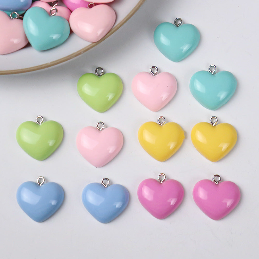 Wholesale 10pcs/ pack 22mm Love Pendant Candy Color Necklace Bracelet Earrings Jewelry Accessories DIY Keychain Mobile Phone Pendant Pendant