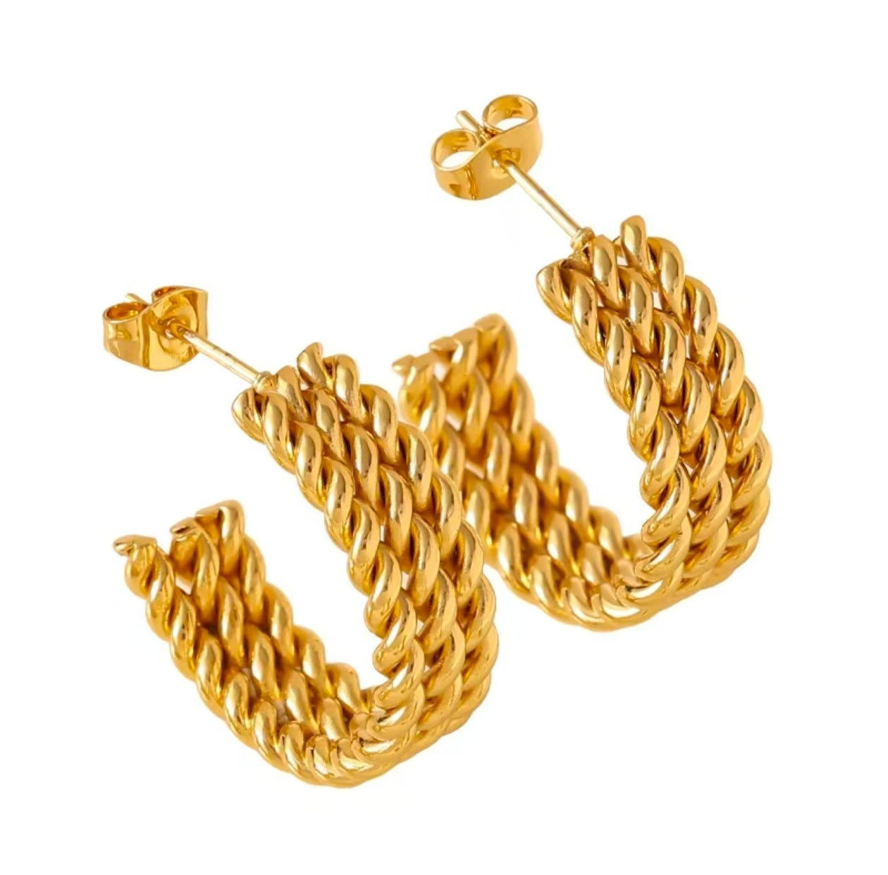 Wholesale Stainless steel twisted pattern,  luxurious and sophisticated square titanium steel stud earrings